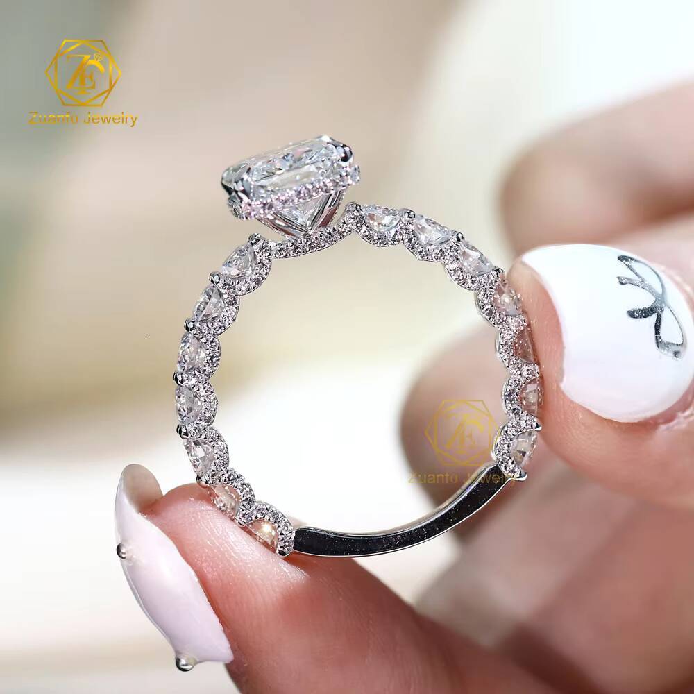 Factory Custom GIA IGI Certified VVS CVD Lab Grown Created Diamond 10k 14k 18k Gold Radiant Cut 1-3CT Wedding Engagement Ring