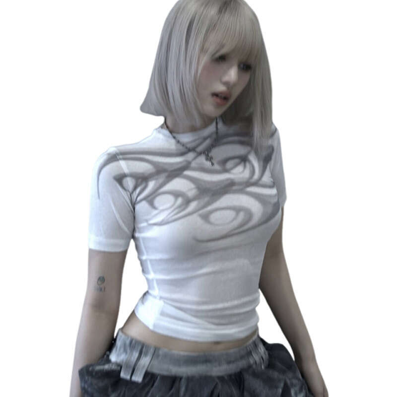 2025 Summer New Fashion Trend Round Neck Slim Fit Versatile Elegant Straight Shoulder Short Sleeve T-Shirt Top b5c