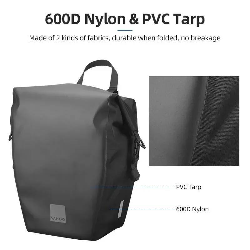 Sahoo Bicycle Rear Rack Bag W/ Shoulder Carry Belt Large Capacity 10/20L Rain Tight Taped Seaming Lage Carrier Pannier high-quality
