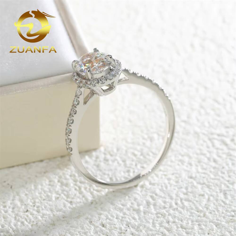Zuanfa Luxury Women Wedding Jewelry Hola Ring Band for Engagement 14K White Gold Lab Grown HPHT CVD Diamond Ring