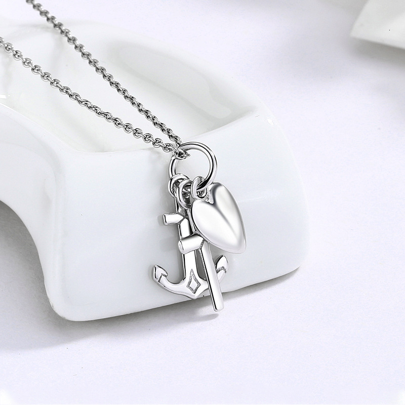 Sterling Sier Heart-shaped fashion Anchor Cross Pendant Women Necklace Jewelry Jewelry for Women