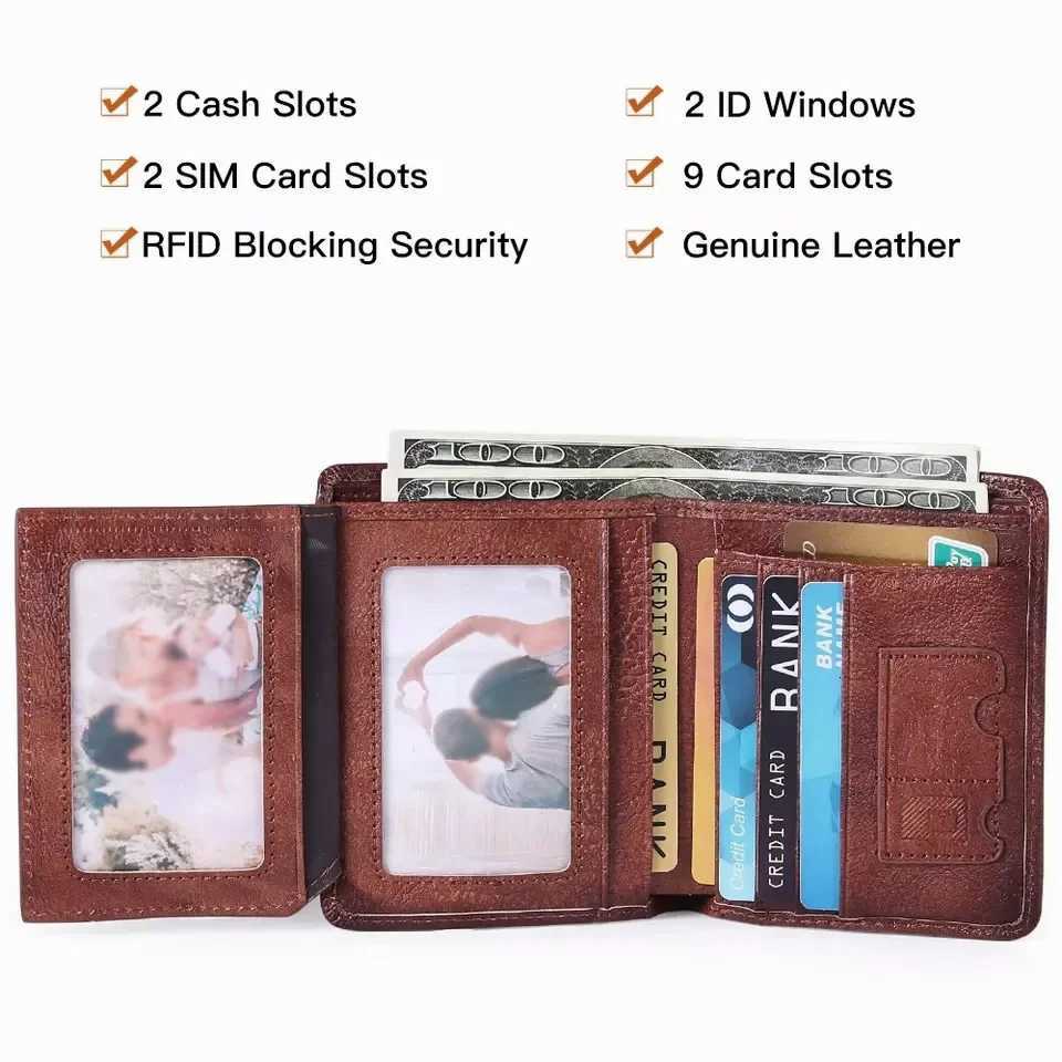 Vintage genuine leather Wallet RFID anti-theft Short Business Mens Wallet Multifunctional Wallet holder bag Purse Z250725