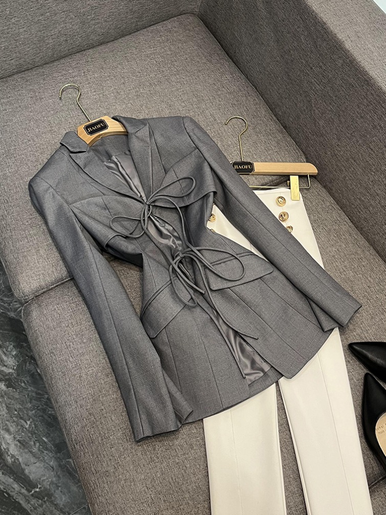 2025 Autunno Grigio Grigio A Colore Solido Traccia Blazer Blazer A Manica Lunga…