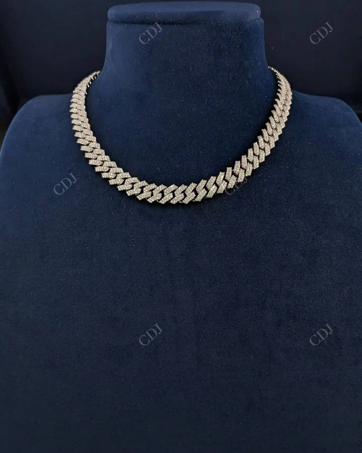 Wholesale Price VVS Moissanite Iced Out Customized Cuban Link Chain Yellow Gold Plated Two Row Square Chain for Mens and Womens