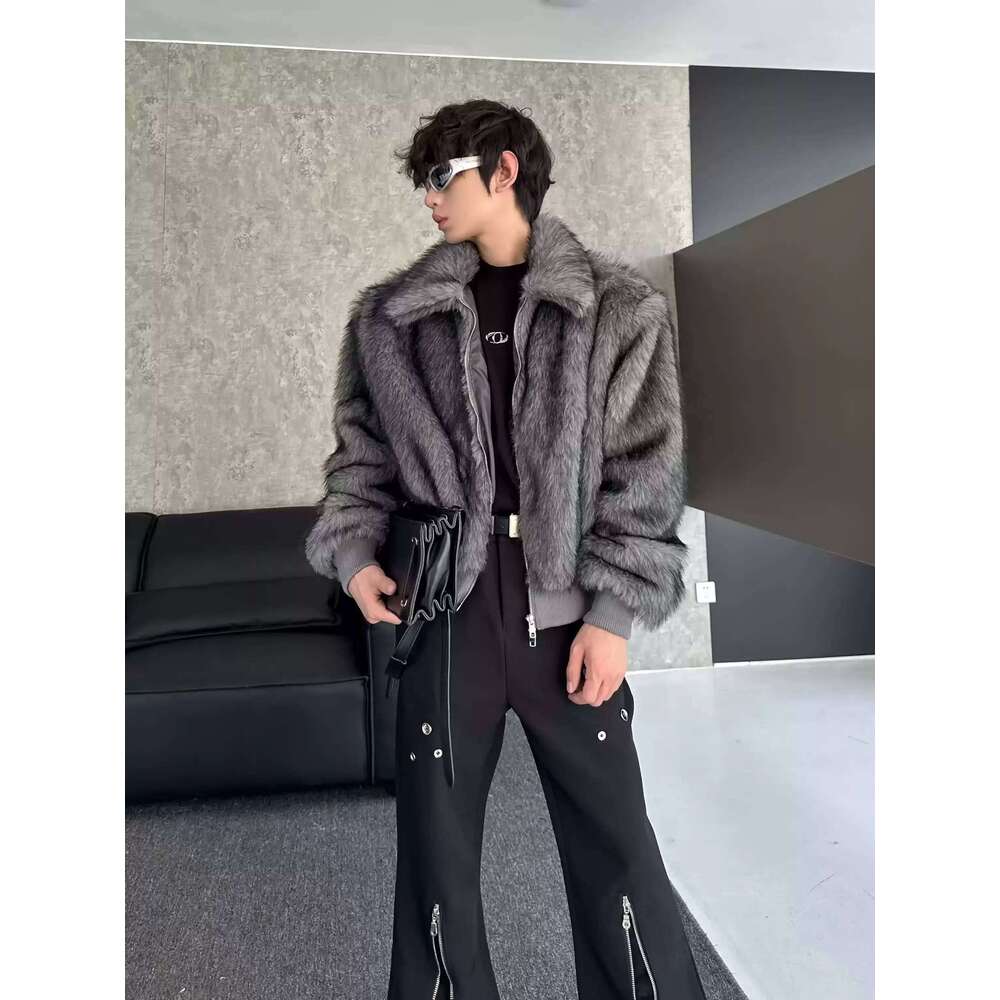 Short Mink Faux 2024 Men's Autumn New Loose High-End Trendy Warm Coats Long-Sleeve Lapel Fur Padded Jackets