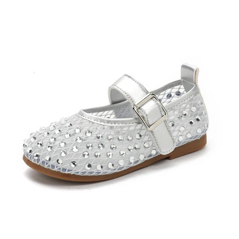 Kids y Shoes Summer Girls Casual Soft Bottom Childrens Fashion Dress Flat Rhinestone Versatile Soft 250725