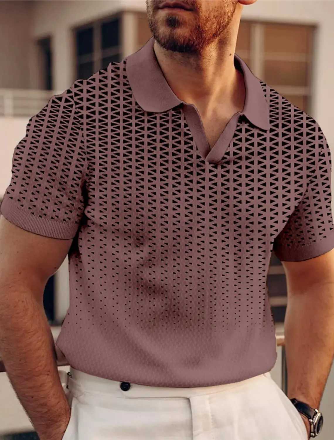 2025 Mens Geometric Golf Shirt Short Sleeved Polo Shirts Collared Shirts Business Casual Vacation Wear Formal 3D Prints Tops XJ250725