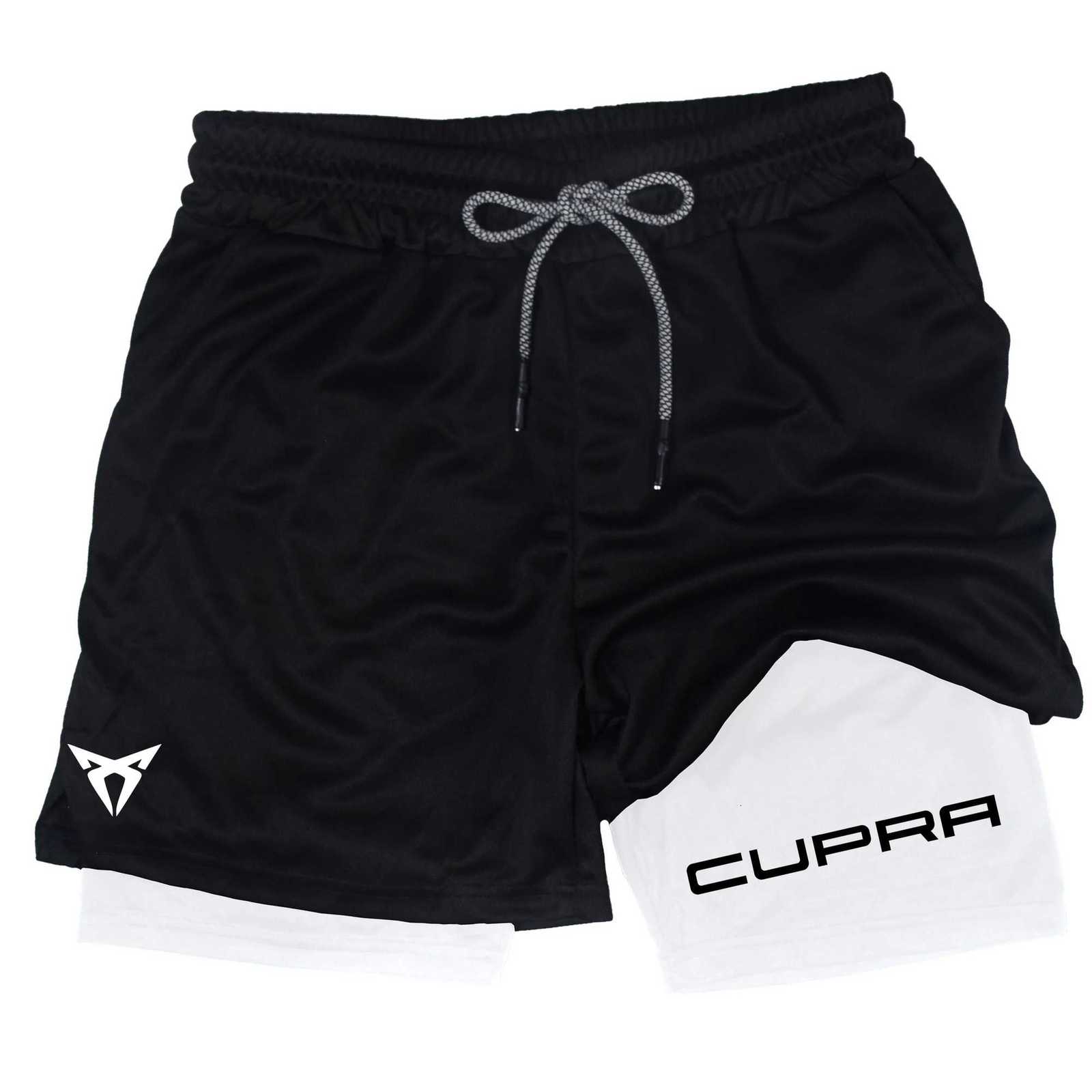Mens Two-in-one Sports Shorts Breathable Casual Quick-drying Double-layer Shorts Summer Running Sportswear Bottoms M-3XL W250724