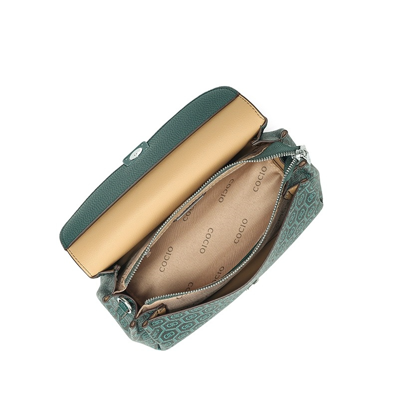 COCIO designer shoulder bag new green underarm bag simple versatile spring and summer vintage Embroidery women's bag