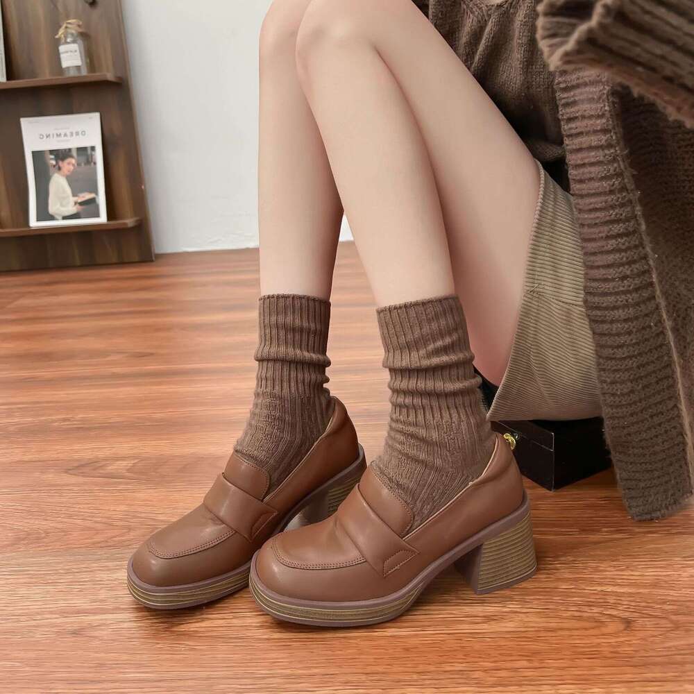 Petite Thick-Soled Height-Increasing 2025 French Style Loafers Comfortable Soft Leather Shallow Mouth Shoes for Women