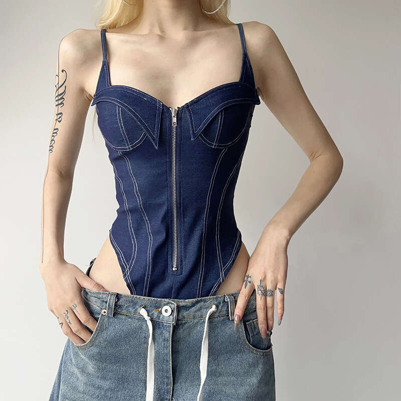 2023 Summer New Women's Fashion Street Style Sexy Spaghetti Strap Slim Fit Jumpsuit 8a7