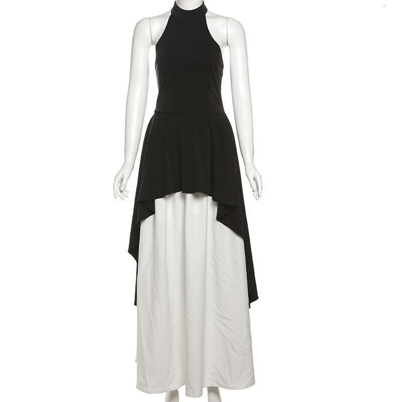 2025 Summer New Fashion Casual Elegant Slim Halter Neck High Waist Sleeveless Backless Dress for Women 88f
