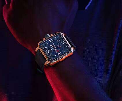 MEGIR Men's Square Chronograph Watch - Waterproof, Luminous, Leather Strap, 41mm - Bulk Wholesale Watch