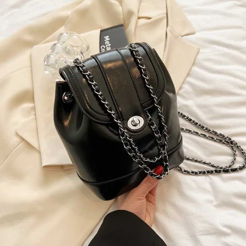 Ladies Wax Leather Chain Shoulder Bag Student Small Fragrance Style Backpack Korean Version Dual-Purpose Bag Y250725