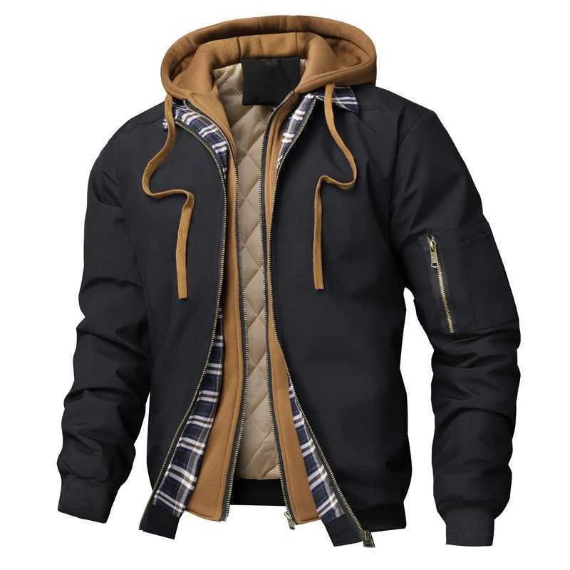Autumn Winter Mens Warm Bomber Jacket Outdoor Man Thick Windbreaker Hiking Hooded Coats Men Thermal Sports Zipper Parkas Jacket X250725