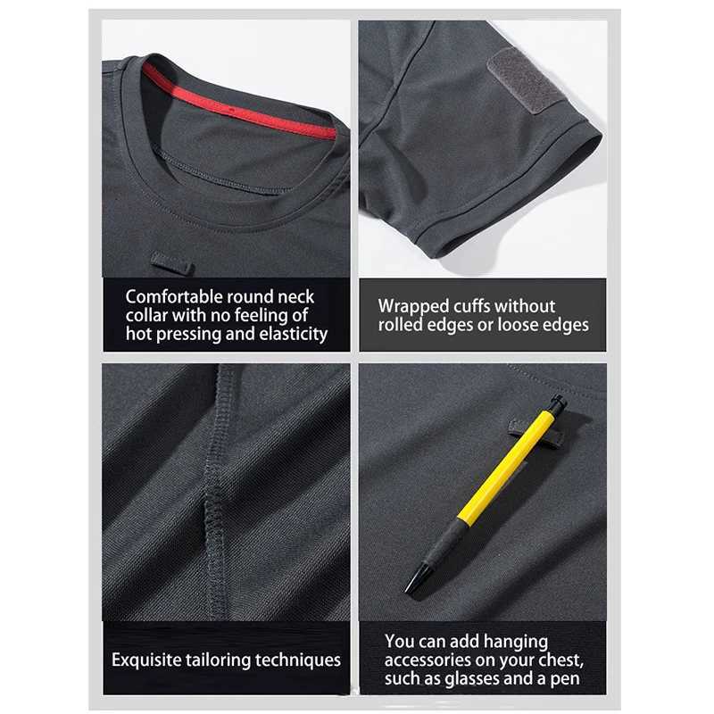 TRVLWEGO Mens Summer Fast Dry Pullerover O-Neck Breathable Tactical T-Shirt Camping Trekking Hiking Climbing Quick Dry Sport Tee Y250724