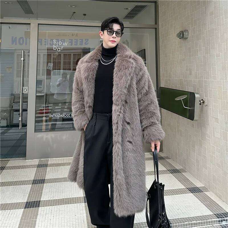 2025 Winter New Thickened Warm Solid Color Chic Plush Cotton-Padded Jackets Men's Medium Long High-End Trendy Loose Woolen Coat