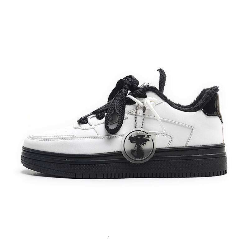 Jifffly White Versatile Couple Style Loafers Women Height Increasing Casual Shoes Panda Breathable Sneakers Men Trendy Brand
