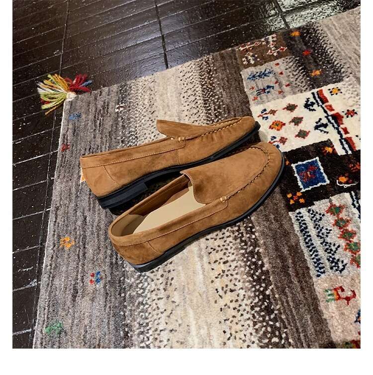 Designer Loafers Flat Women, High-End Korean Style Casual Shoes, Unisex Suede Leather Shoes for Women