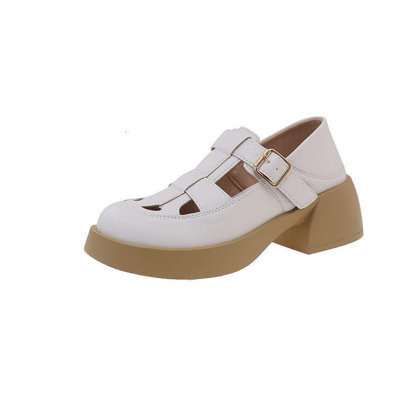 Ddmysports Women S Peep Toe Faux Leather Thick Sole Flat Casual Sandals Breathable Hollow Out Pig Cage Shoes Summer New Style Outdoor Shoes