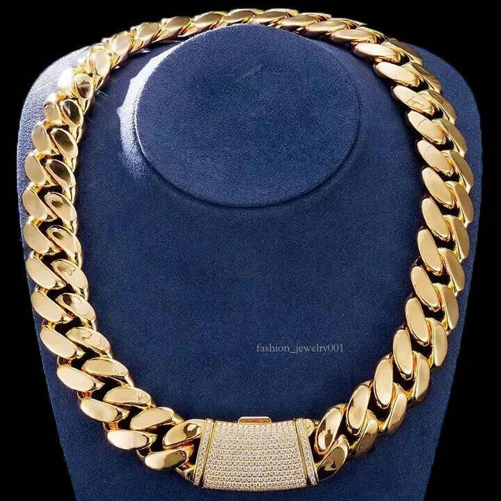 All Size 8mm 10mm 18mm Chain Plain Sier Moissanite Clasp Gold Plated Miami Cuban Link