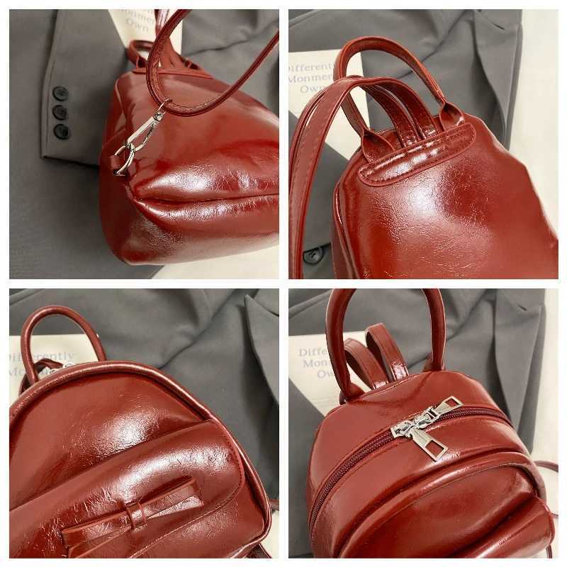 Cute Bow Lace PU Leather Small Backpack Women Portable Travel Bags for Ladies Daily School Backpack Mini Double Shoulder Bag Y250724