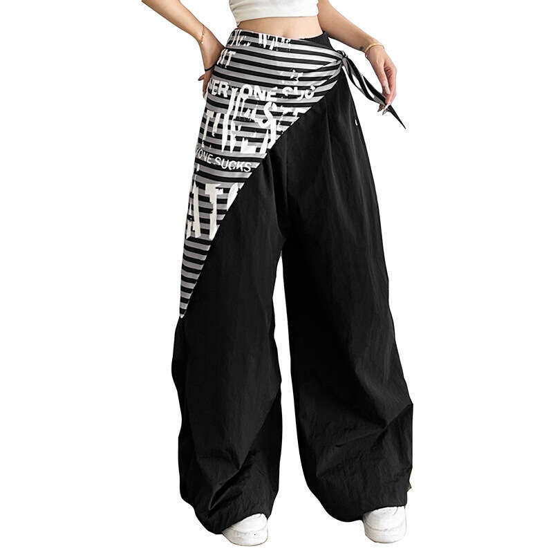 2025 Summer New Hot Girl Hip-Hop Striped Letter Fashion Casual Design Waist Decoration Women's Clothing 4ad