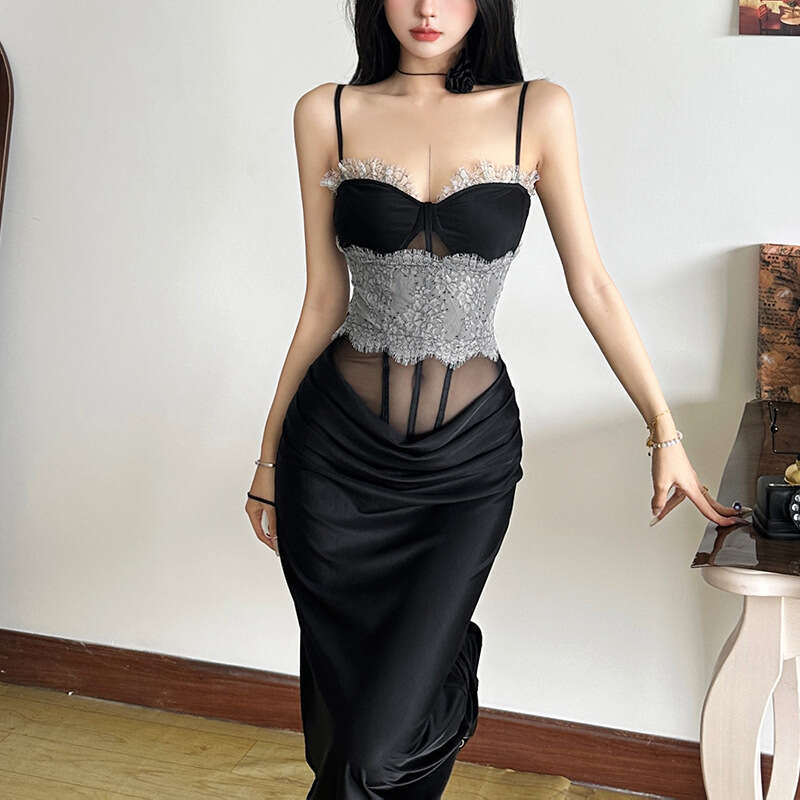2024 Autumn Winter New Women's Solid Color Slim Fit High Waist Fashion Strapless Backless Dress ad2