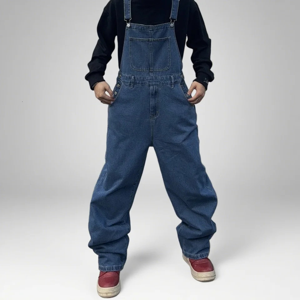 Overalls for Men Denim Suspenders Simple Baggy Jeans Mens Street Casual Solid Mid Waist Loose Washed Jumpsuits Length Tracksuit 250725