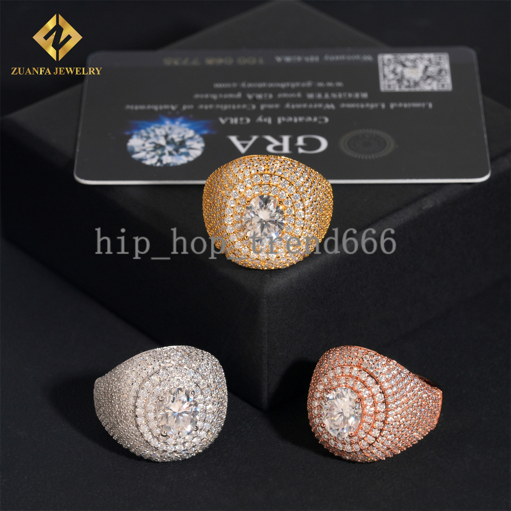 Luxury Fully Iced Out Men Diamond Ring Hip Hop Moissanite Men Rapper Ring