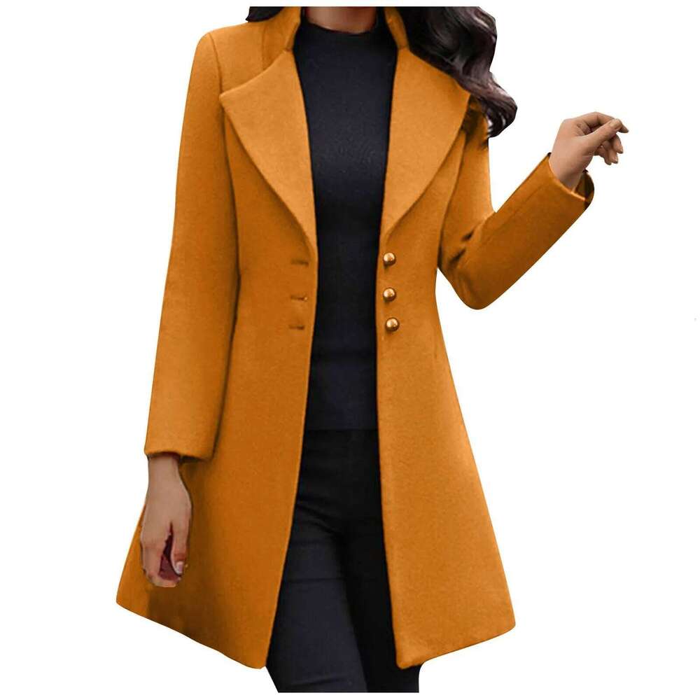 Designer Clothing Womens Lapel Single Breassted Trench Coat Winter Wool Blend Mid Long Outwear Peacoat Temperament Fleece Lined Jacket Women Fashion