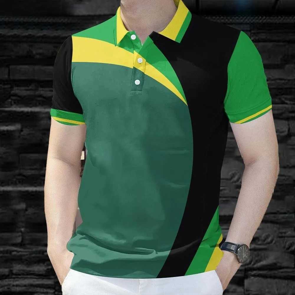 Colorful 3D Printed Stripes Mens Polo Shirt For Men Clothing Short Sleeve Tees Summer Sport Lapel Tops Oversized T-Shirts XJ250725