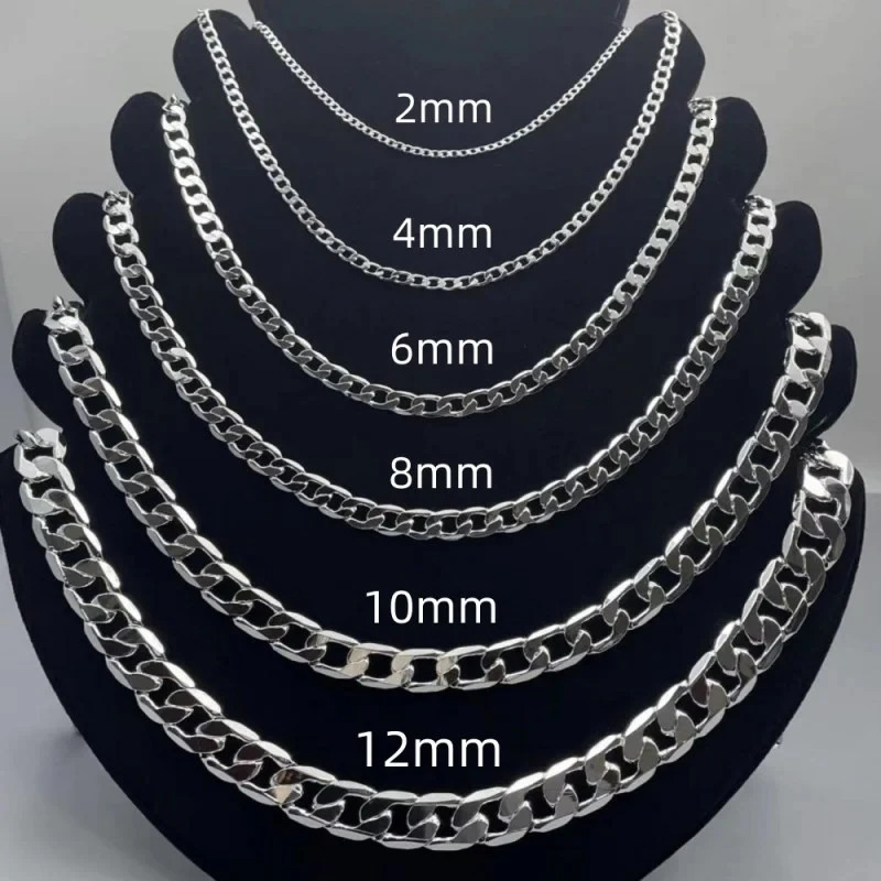 Mens 925 Sterling Silver Necklace 281012MM 4075cm Face Chain Lobster Clasp Men Women Engagement Jewelry Gifts 250716