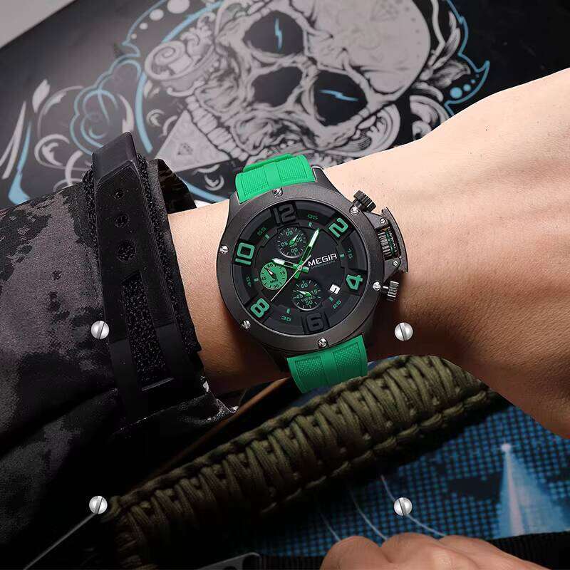 DHwatches MEGIR Men's Sports Watch - 47mm Big Face, Luminous, 30M Waterproof, Silicone Strap, Fashion Quartz Wristwatch