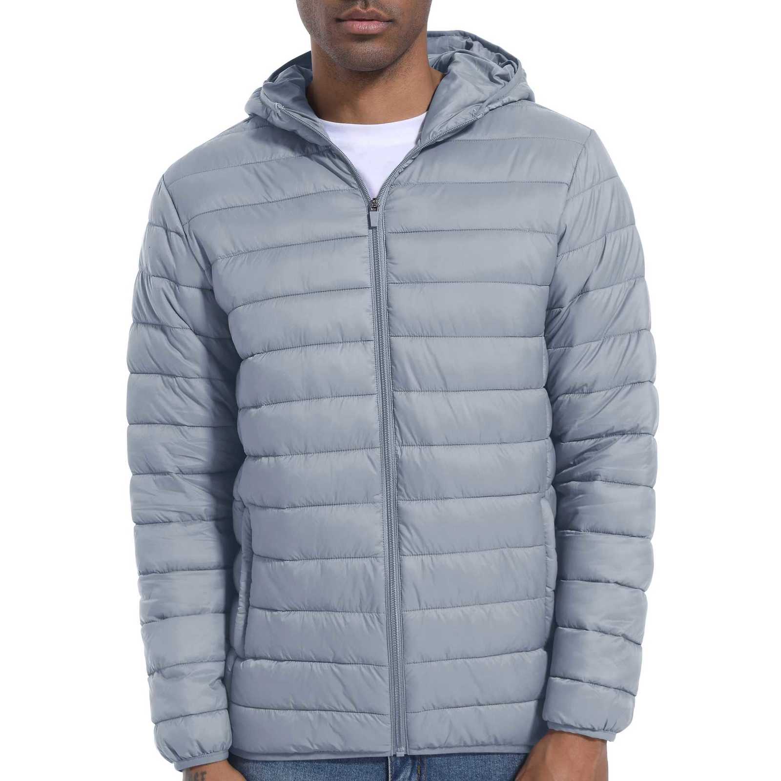 Mens Lightweight Jackets with Hood Full Zip Water-Resistant Casual Light Cotton Jacket Quilted Lined Winter Thermal Coats X250725