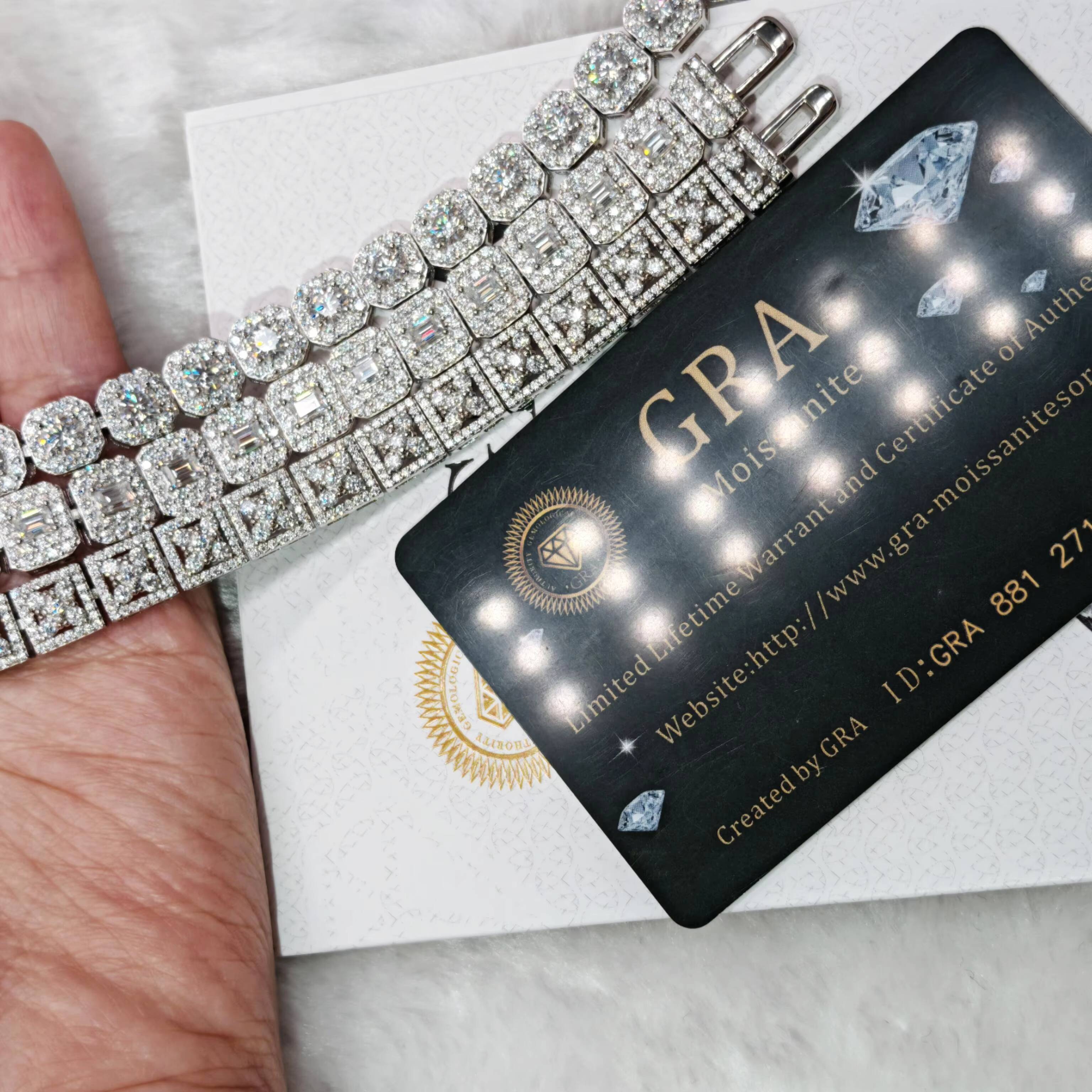 Luxury Men Women Hip Hop Iced Out Fine Jewelry S925 Silver Vvs Moissanite Tennis Chain Necklace Bracelet