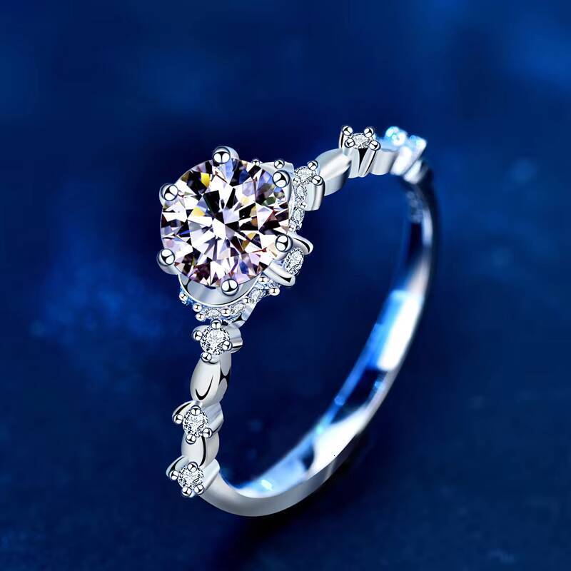 XJA002 925 Sterling Silver Light Luxury Diamond Ring Fashion Jewelry Exquisite Moissanite Silver Jewelry Wedding Ring for Women