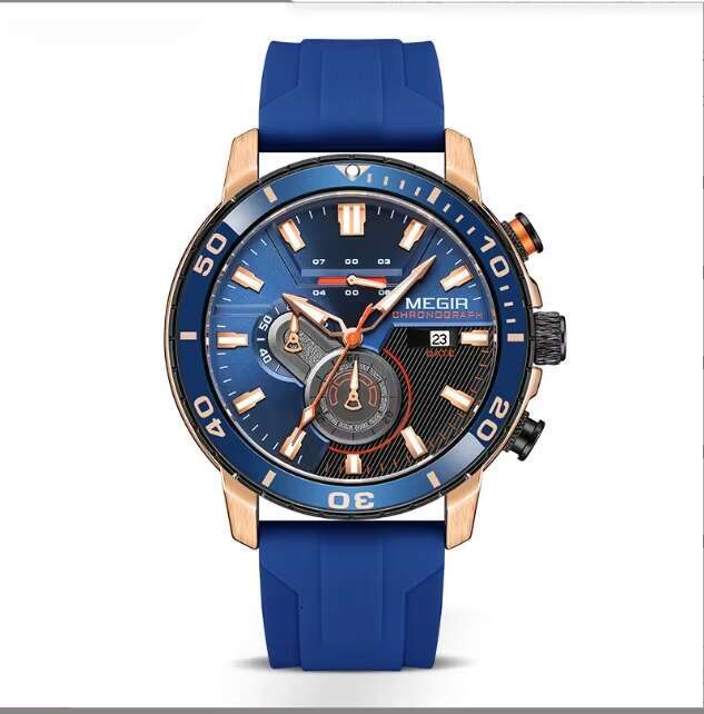 DHgargets MEGIR Men's Sports Watch - Chronograph, 30M Waterproof, Silicone Strap, Luminous, Fashion Quartz Wristwatch