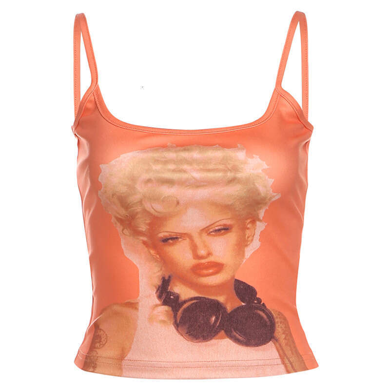 2025 Summer Hot Girl Design Sleeveless Sexy Slim Fit Versatile Printed Top for Women ef1