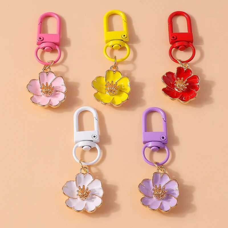 Cute Enamel Candy Color Flower Keychain Women Girl Key Ring Pendant Handbag Decor Diy Handmade Jewelry Gift 250715