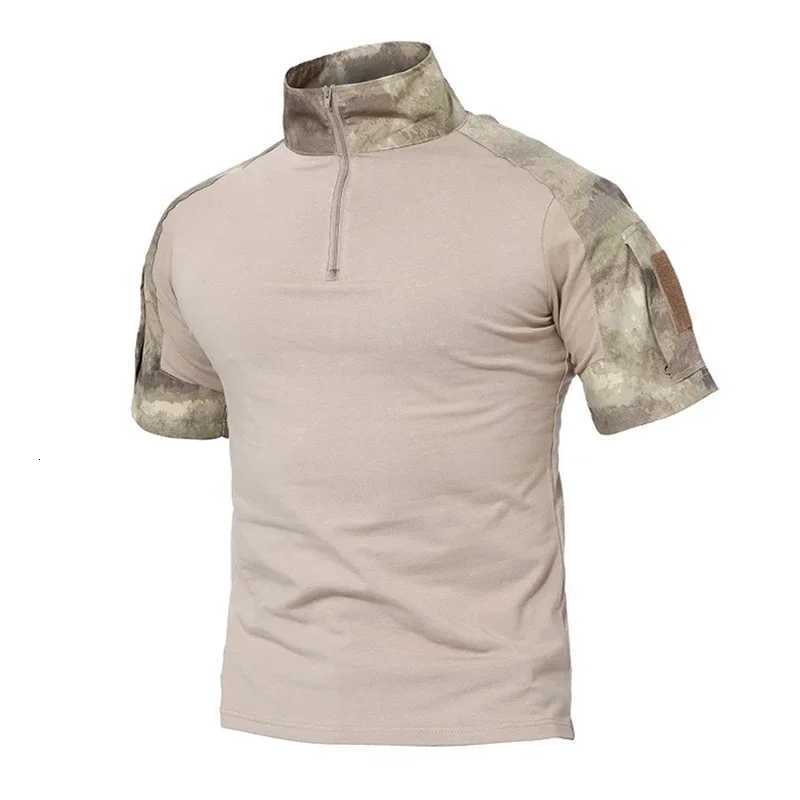 Tactical T-Shirts Mens Outdoor Sports Camouflage Cotton Tee Short Sleeve Shirt Hiking Hunting Combat Men Paintball Camo Clothing Y250724