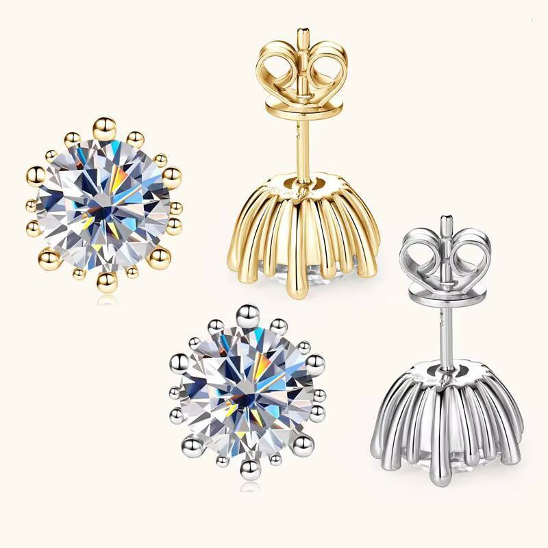 Fashionable Simple 2 Carat D Color Moissanite Earrings High-End S925 Sterling Silver Niche Design for Women