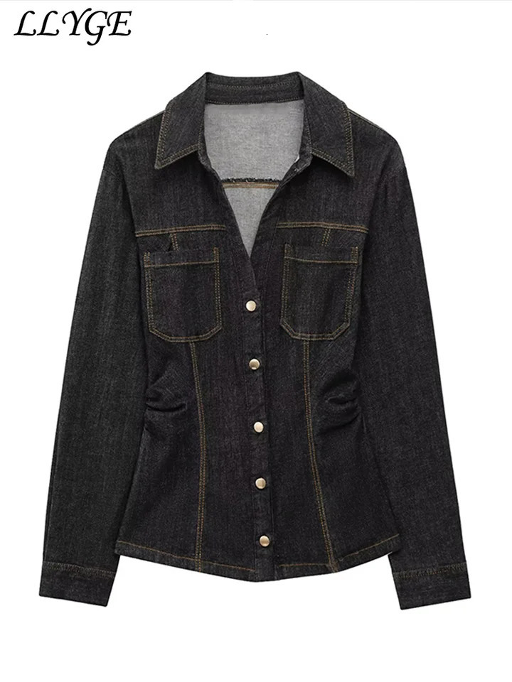 Fashion Denim Jacket Pant Sets Women Slim Spliced Single Breasted Jackets Zipper Wide Leg Jeans Lady Vintage Commute Outfit 250723