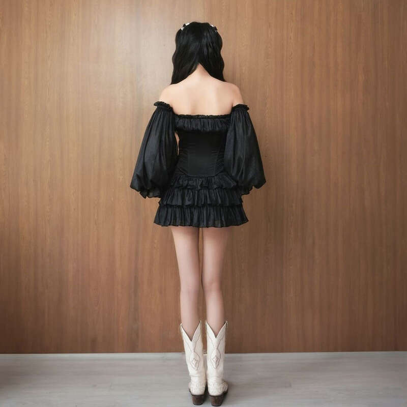 2024 Autumn New Women's Solid Color Off-Shoulder Long Sleeve Top Fashion High Waist Skirt 52f