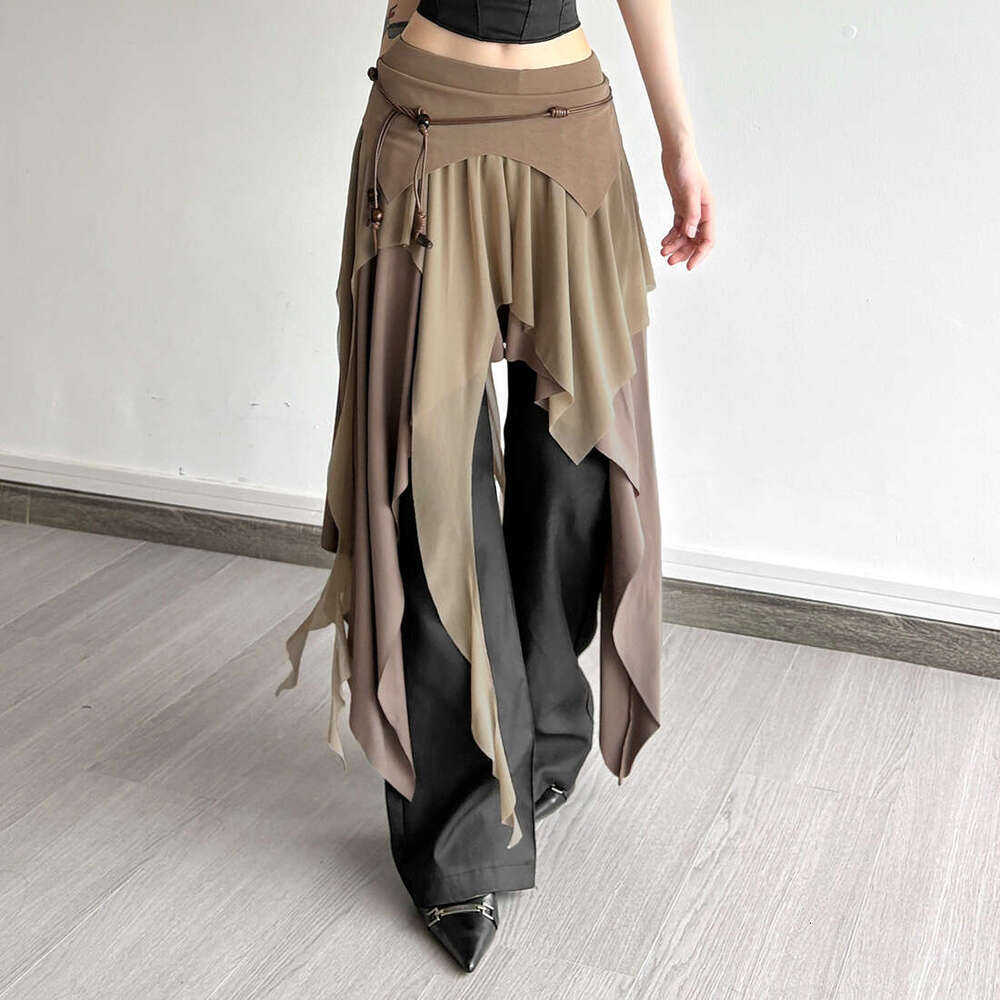 2025 Summer New Hot Girl Style Slit Irregular Elegant High Waist Slim Fit Versatile Midi Skirt for Women cd1