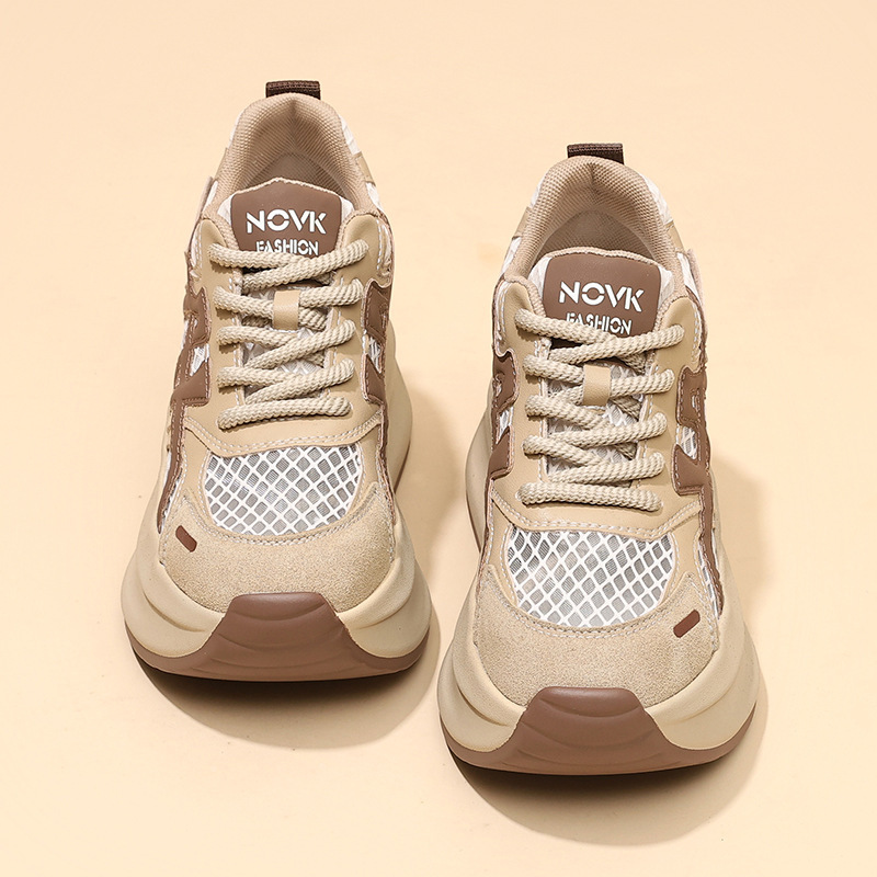 Breathable Mesh 8CM Height-Increasing Polyurethane Sole Dad New Spring Summer Versatile Sports Casual Shoes for Women ddmythur