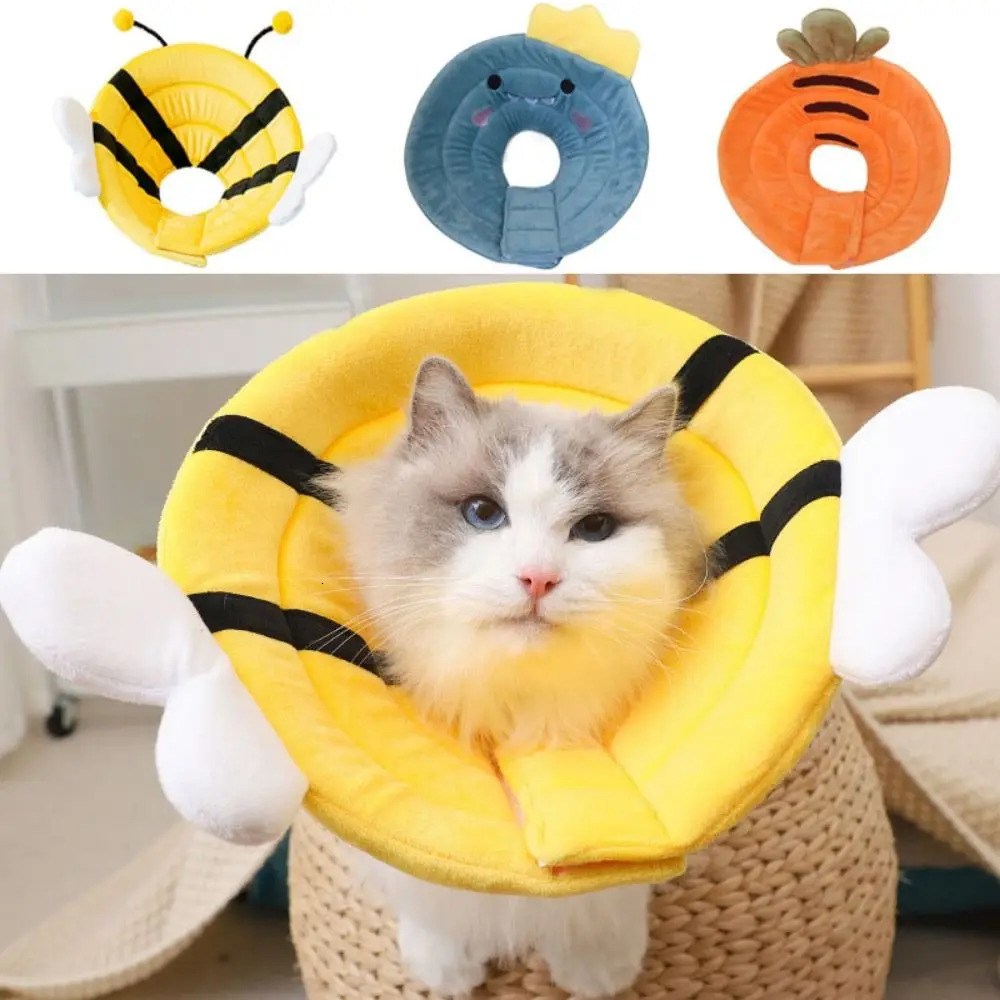 Cotton Bee Shape Cat Recovery Collar Anti-licking Adjustable Cat Elizabethan Collar Anti-biting Soft Dog Elizabeth Circle 250716