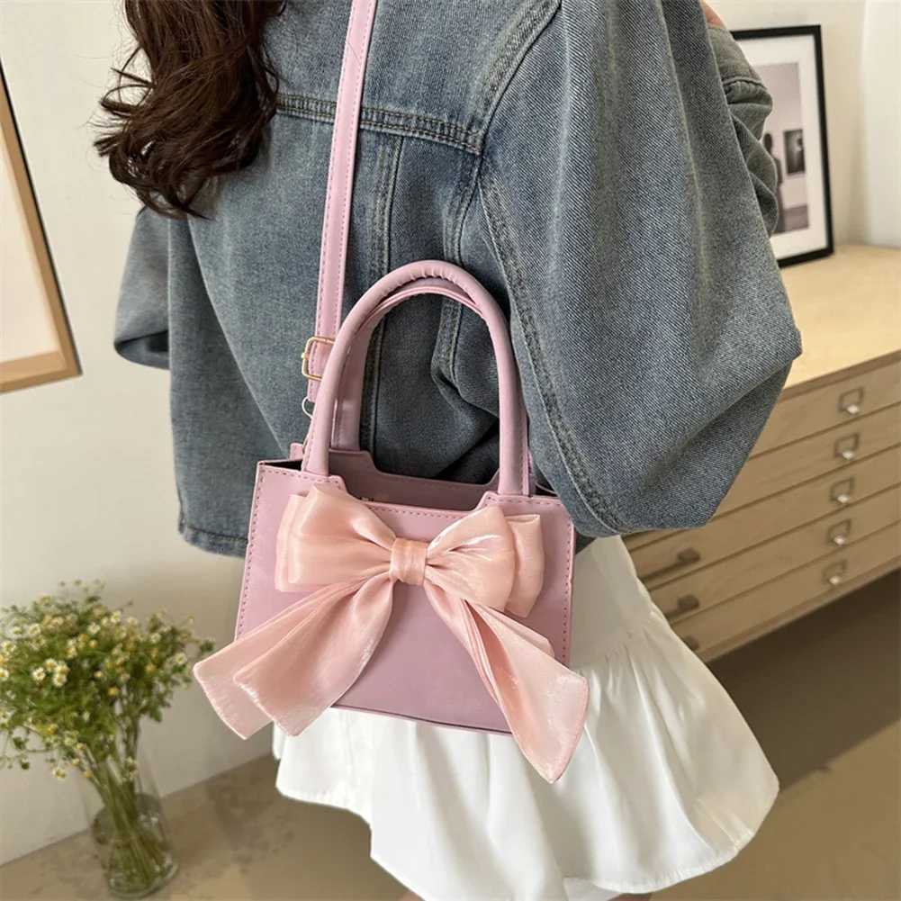 1 Bow Handbags Purses for Wen Luxury Design Small Tote PU Leather Top Handle Cluh Shoder Crossbody Bags for Wen Y250725
