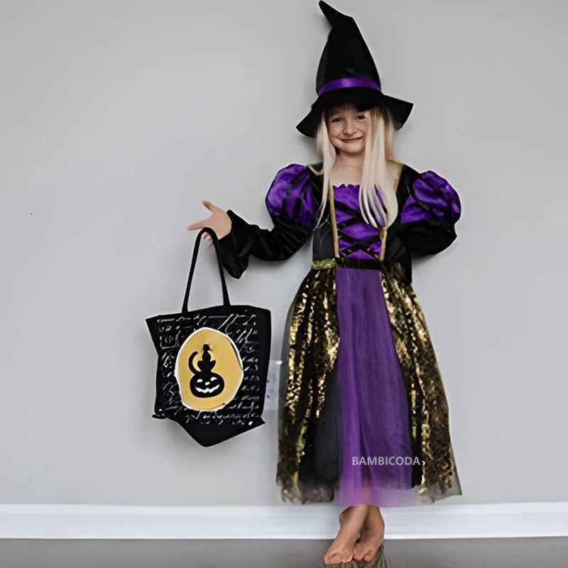 Halloween Girls Witch Par Dress Gothic Ghost Costume Gown Robe Tutu Dress Witch Hat for Purim Carnival Par Z250725