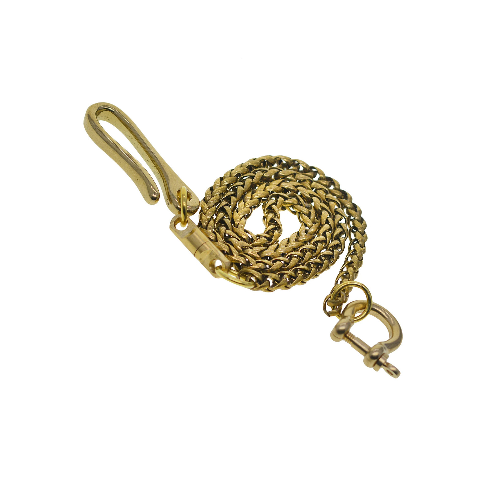 vintage Brass wheat wallet jean trousers swivel keychains Itlay basket snake chain D shackle connector Japanese fishhook U hook 250722